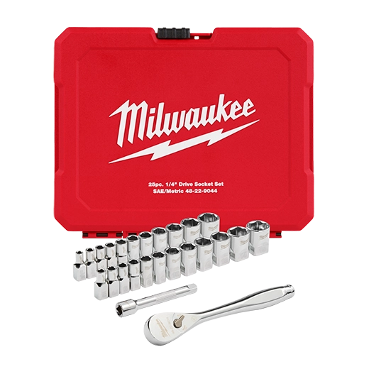 JEU DE DOUILLES DE 25 PIÈCES DE 1/4" SAE/MÉT MILWAUKEE 48-22-9044