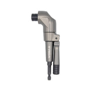 Right angle adapter for impact drivers and drills with low-profile design and S2 steel hex shank for tight spaces
