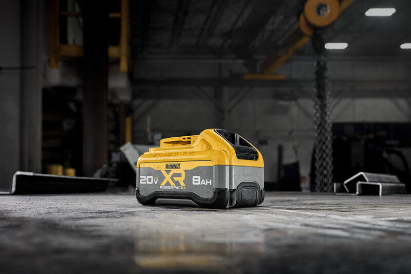 DeWalt 20V XR POWERPACK 8Ah lithium-ion battery with compact design for extended cordless tool runtime