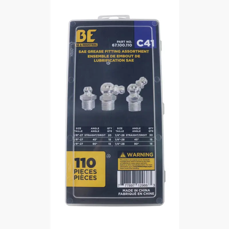JEU D'EMBOUTS A GRAISSER SAE 110 PIECES BRABER 67.100.110