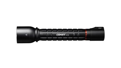 Black Coast XP14R rechargeable aluminum flashlight with 4500 lumens and COAST PURE BEAM® technology