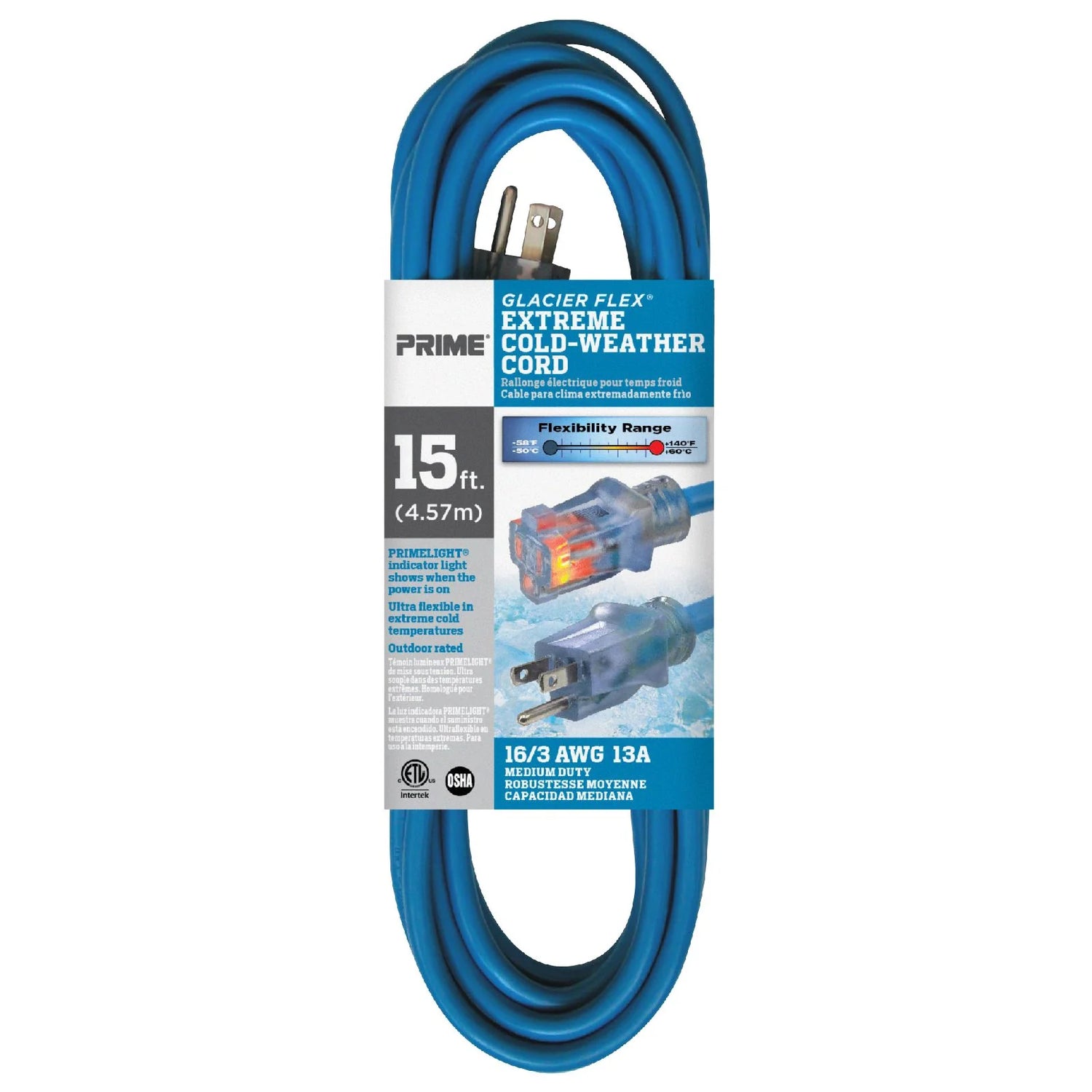 RALLONGE 15' 16/3 SJTW -50C GLACIER FLEX PRIME CW511615