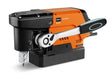 Compact orange and black Fein JMC MagForce 90 magnetic core drilling unit with ergonomic handle and drill bit attachment