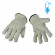 Pair of large insulated trucker gloves in full leather with reinforced cuffs for durability and dexterity in cold conditions