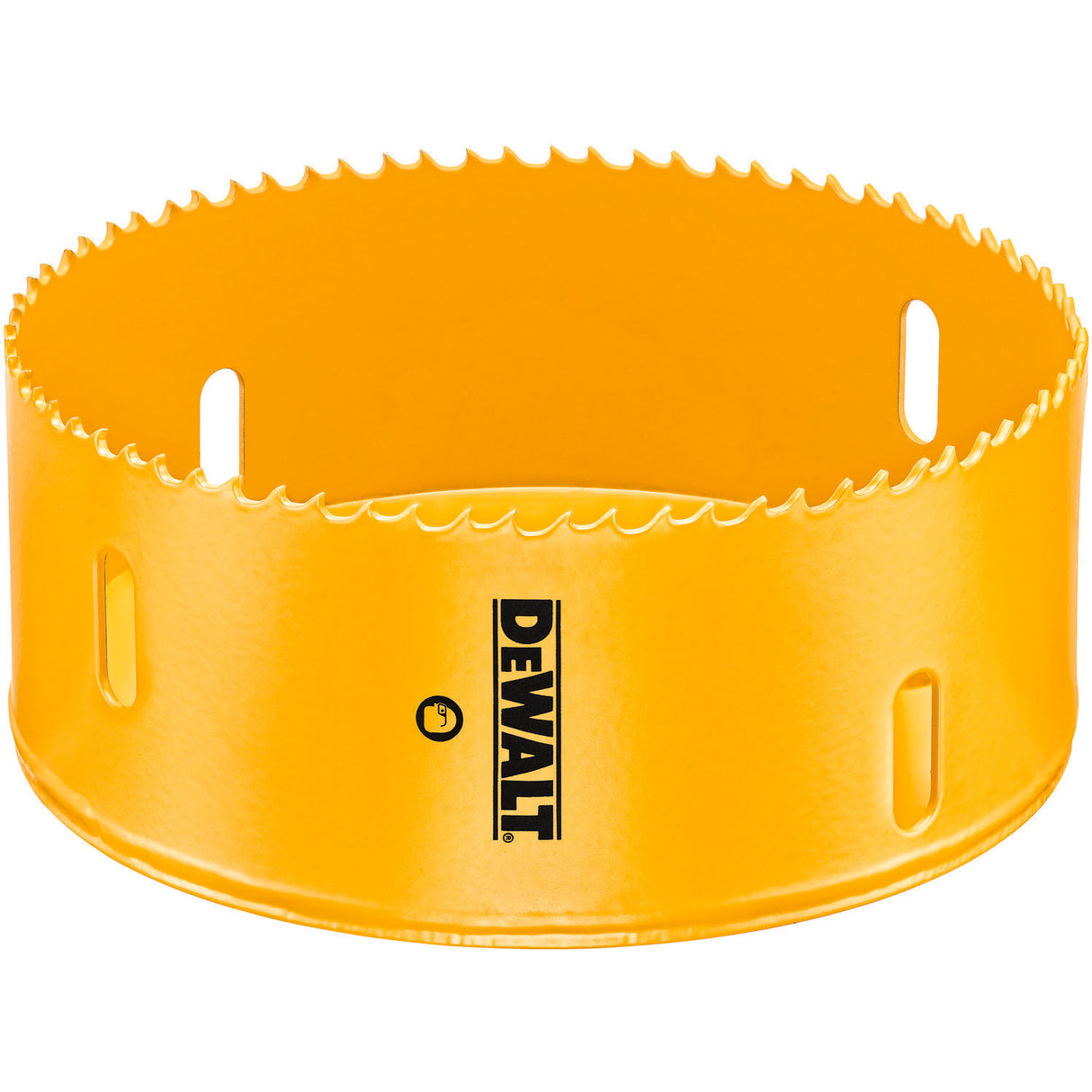 3-3/8 inch DeWALT bi-metal hole saw with double-tooth design for extended durability and faster cutting performance