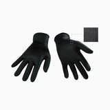 Pair of black textured nitrile disposable gloves, 8 mil thickness, chemical resistant and puncture durable model DNTBK8100-M