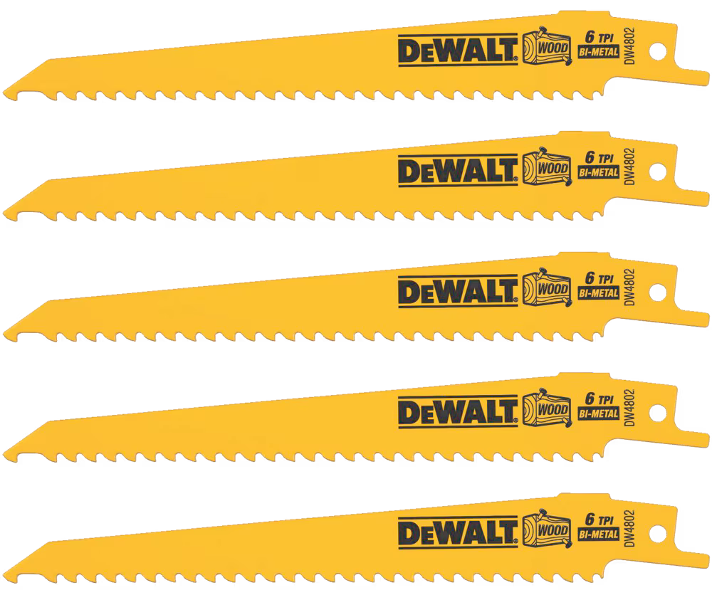 LAMES DE SCIE ALTERNATIVE 6'' 6TPI BOIS (5 PACK) DW4802