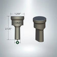 Oblong punch F-16 3/8 x 1 inch Cleveland style with detailed dimensional drawing and smooth cylindrical body