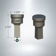 Square punch F-16 13/16 inch Cleveland style with specified dimensions and no keyway groove design