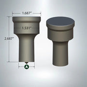 Cylindrical Cleveland punch tool without keyway groove, dimensions 2.687" height and 1.687" top diameter