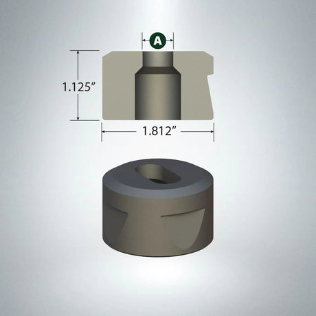 Oblong steel matrix 29/32 x 1 1/32 inches with two positioning notches for precision tool fitting