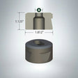 Oblong die matrix 21/32 x 1-1/32 F55 Cleveland with two positioning notches and detailed dimension diagram