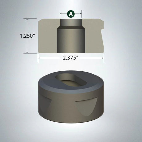 Oblong die matrix 21/32 x 1-1/32 inch with two positioning notches for precise metal forming tasks