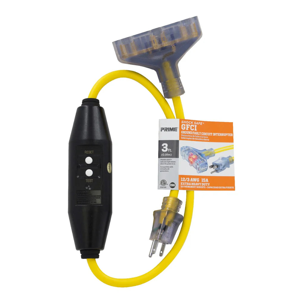 ADAPTATEUR TRIPLE PRISE GFCI 3' 12/3 SJTW PRIME GF320803