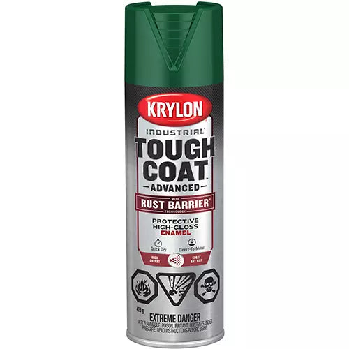 Krylon Industrial Tough Coat green spray paint can with rust barrier technology and high-gloss protective enamel