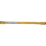 Yellow 1 inch by 12 inch single ply heavy-duty lifting sling with sewn loops on both ends for secure rigging