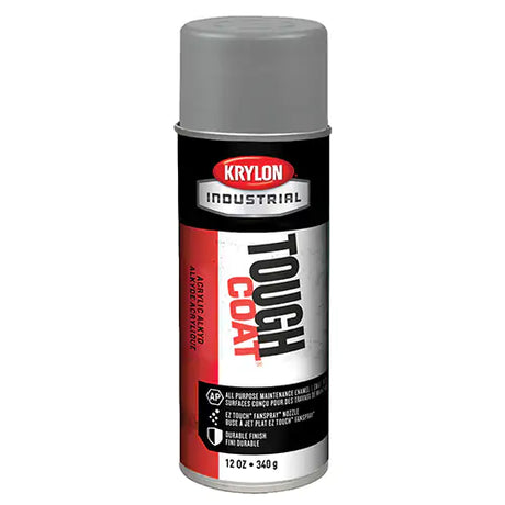 340ml Krylon Industrial Tough Coat gray machinery spray paint, acrylic-alkyd enamel, durable finish, indoor/outdoor use