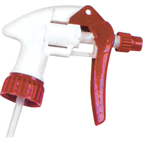 Adjustable red and white multi-use 8-inch bottle spray nozzle with filtering grid and two tube length options