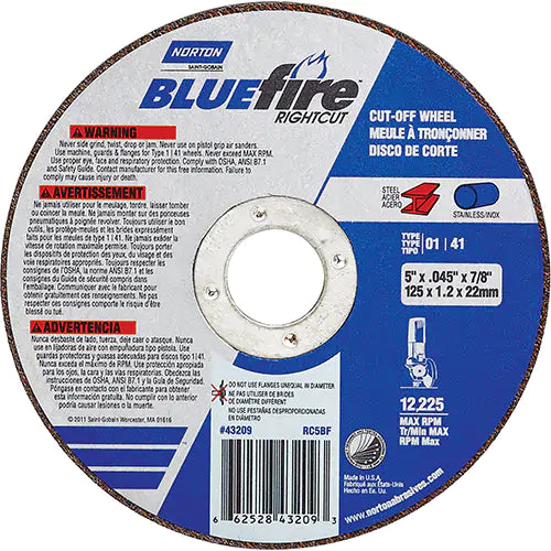 6 X .045 X 7/8" T1 BLUEFIRE CUT-OFF WHEEL (43210)