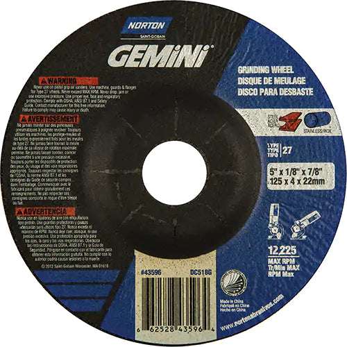 GEMINI METAL 5 X 1/8 X 7/8" CUTTING WHEEL (43596)