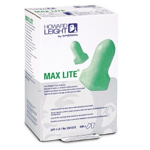 Box of 500 pairs of low-pressure foam earplugs with slow expansion and complex T shape for comfortable long-term wear