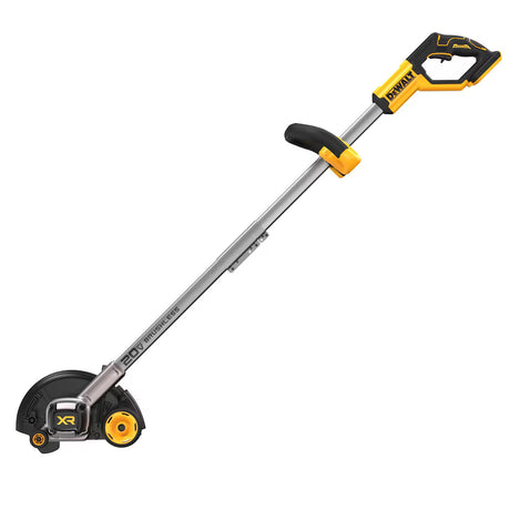 Cordless DeWalt 20V MAX XR brushless string trimmer with adjustable handle and protective guard, tool only