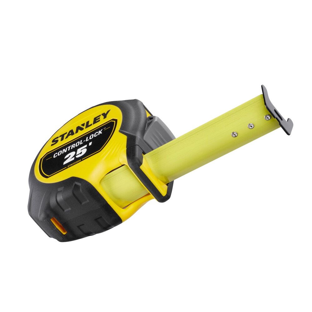 25-foot Stanley Control Lock measuring tape with ergonomic finger lock and durable yellow blade