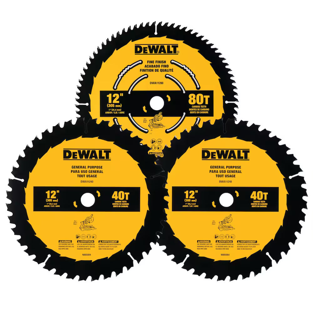 PACK DE 3 LAMES DE SCIE 12" 40-80D DWA112CMB3