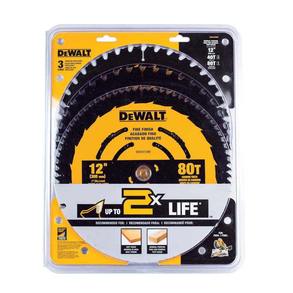 PACK DE 3 LAMES DE SCIE 12" 40-80D DWA112CMB3