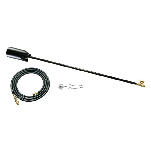 Propane torch kit with long black lance, flexible hose, brass fittings, and safety clip for POWERWELD PW-500PT model