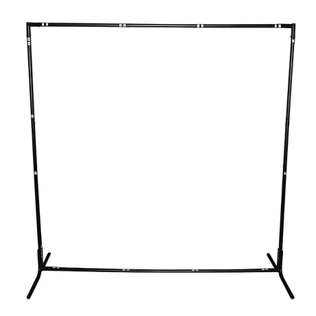 Adjustable black steel frame for 6x8 ft PowerWeld welding screen with sturdy feet for industrial use