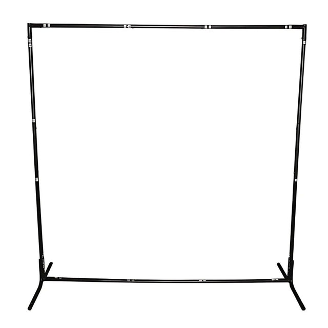 Adjustable black steel frame for 6x8 ft PowerWeld welding screen with sturdy feet for industrial use