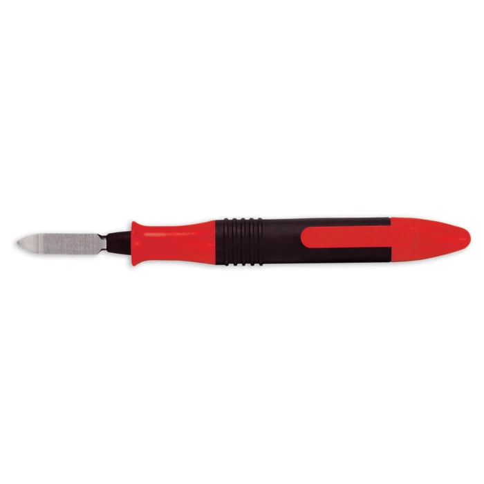 Disposable Scrape-Burr 42 with durable triangular blade and ergonomic red and black handle for precise scraping and finishing tasks