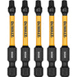 Set of five DEWALT 2-1/4 inch square drive screwdriver bits with high-durability construction and black oxide finish