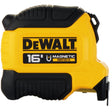 16-foot DeWalt magnetic tape measure with compact design, durable blade coating, and enhanced grip for tight spaces