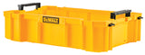 Yellow DEWALT ToughSystem deep tray with reinforced corners and black locking latches for heavy-duty tool storage