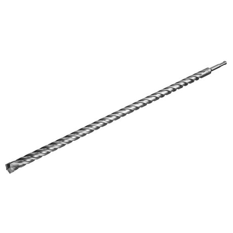 Long SDS+ concrete drill bit 3/4 inch diameter with robust conical core and aggressive material removal flute design