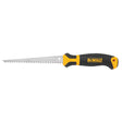 DEWALT jab saw with ergonomic black and yellow handle and aggressive teeth for faster cutting of drywall and plastic materials