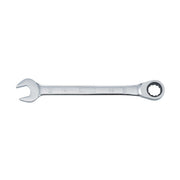 19mm DeWalt ratchet wrench with polished chrome finish, open-end and boxed ratchet head for versatile tightening tasks