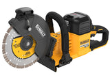 9-inch Dewalt 60V Max brushless cutoff saw with ergonomic handles and robust metal blade guard for heavy-duty cutting tasks