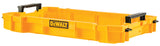 Yellow ToughSystem tray by DeWalt with sturdy handles and durable construction for organized tool storage and transport