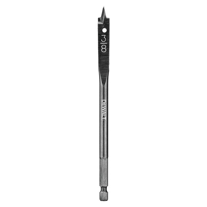 Heavy-duty Dewalt DW1572 spade drill bit 9.52 x 152 mm with full-length heat-treated shank and high-performance cutting spurs