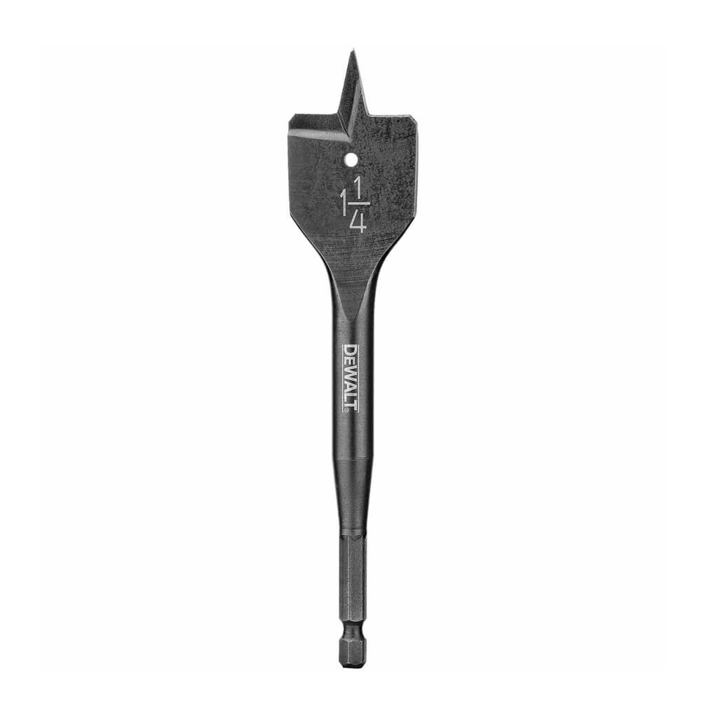 3.8cm by 15.2cm Dewalt spade drill bit with full-length heat-treated shank and high-performance cutting spurs