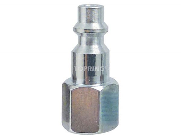 1/4 inch female NPT quick connector made of zinc-plated steel for industrial air fittings compatibility