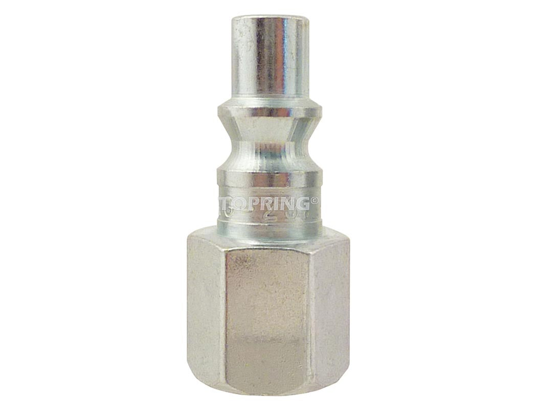 1/4 inch female NPT zinc-plated steel fitting compatible with ARO 210 type couplings, hardened surface treatment