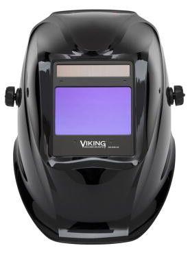 Black Viking™ 2450 welding helmet with 4C lens technology, 1/1/1/1 optical clarity, and large viewing area for comfort.
