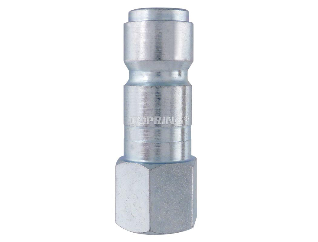 1/2 inch to 3/8 inch female NPT air hose fitting with corrosion-resistant metal body and secure hex nut connection