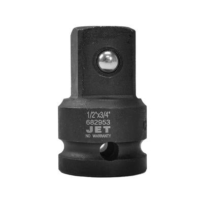 Jet impact socket adapter, 1/2 inch to 3/4 inch, chrome molybdenum steel, high shock resistance, black finish
