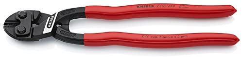 10-inch Knipex CoBolt bolt cutter with red ergonomic handles and hardened cutting jaws for cutting hard materials up to 0.157 inch diameter