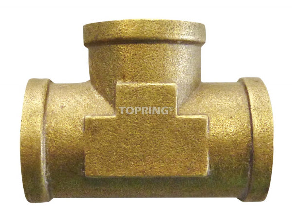 Brass 1/2-inch female NPT T-shaped pipe fitting for high-pressure air and fluid connections up to 1000 PSI